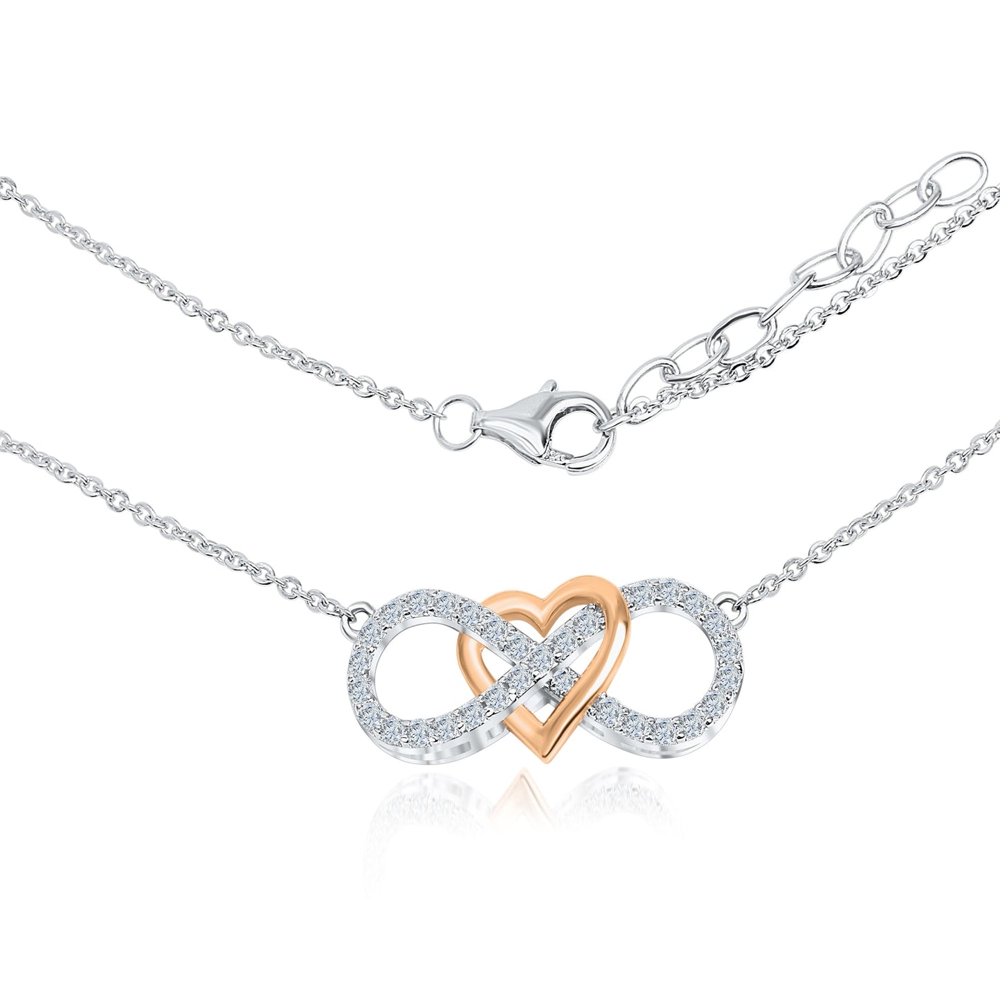 Collier Ankerkette 925/- Sterling Silber rotvergoldet (teil) 45,0cm Zirkonia