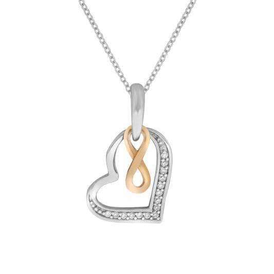 Zeeme Silver - Damen-Halskette aus 925 Sterling Silber rhodiniert zweifarbig 42+5cm mit Herz- und Unendlichkeits-Motiv