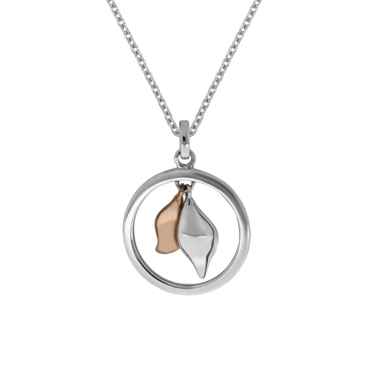 Zeeme Silver Anhänger mit Kette 925/- Sterling Silber rhodiniert 2-farbig 42+3cm Tropfen