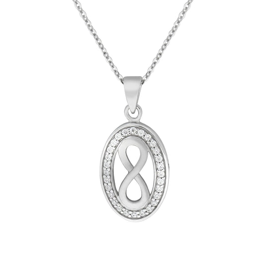 Zeeme Silver - Damen-Halskette aus 925 Sterling Silber rhodiniert 45cm lang mit Unendlichkeits-Motiv
