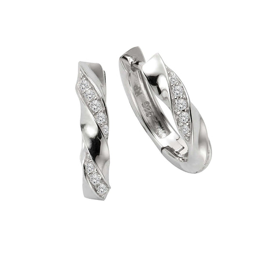Schmuck Creolen Ohrringe Damen Silber 925 Zirkonia weiß 1,5cm, 1 Paar günstig kaufen