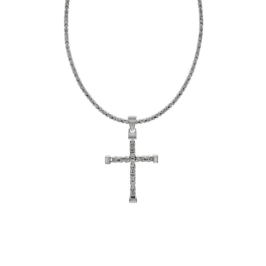 Zeeme Basic - Männer-Halskette aus 925 Sterling Silber 55cm mit Kreuz-Anhänger 52mm Königskette 2,2mm breit