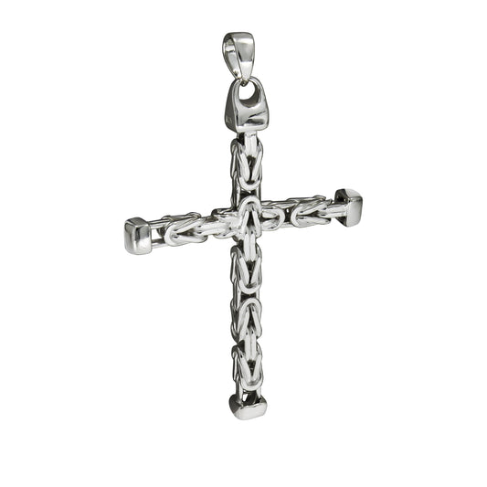 Zeeme Basic - Anhänger ohne Kette aus 925 Sterling Silber Kreuzanhänger aus Königskette gefertigt 75mm lang
