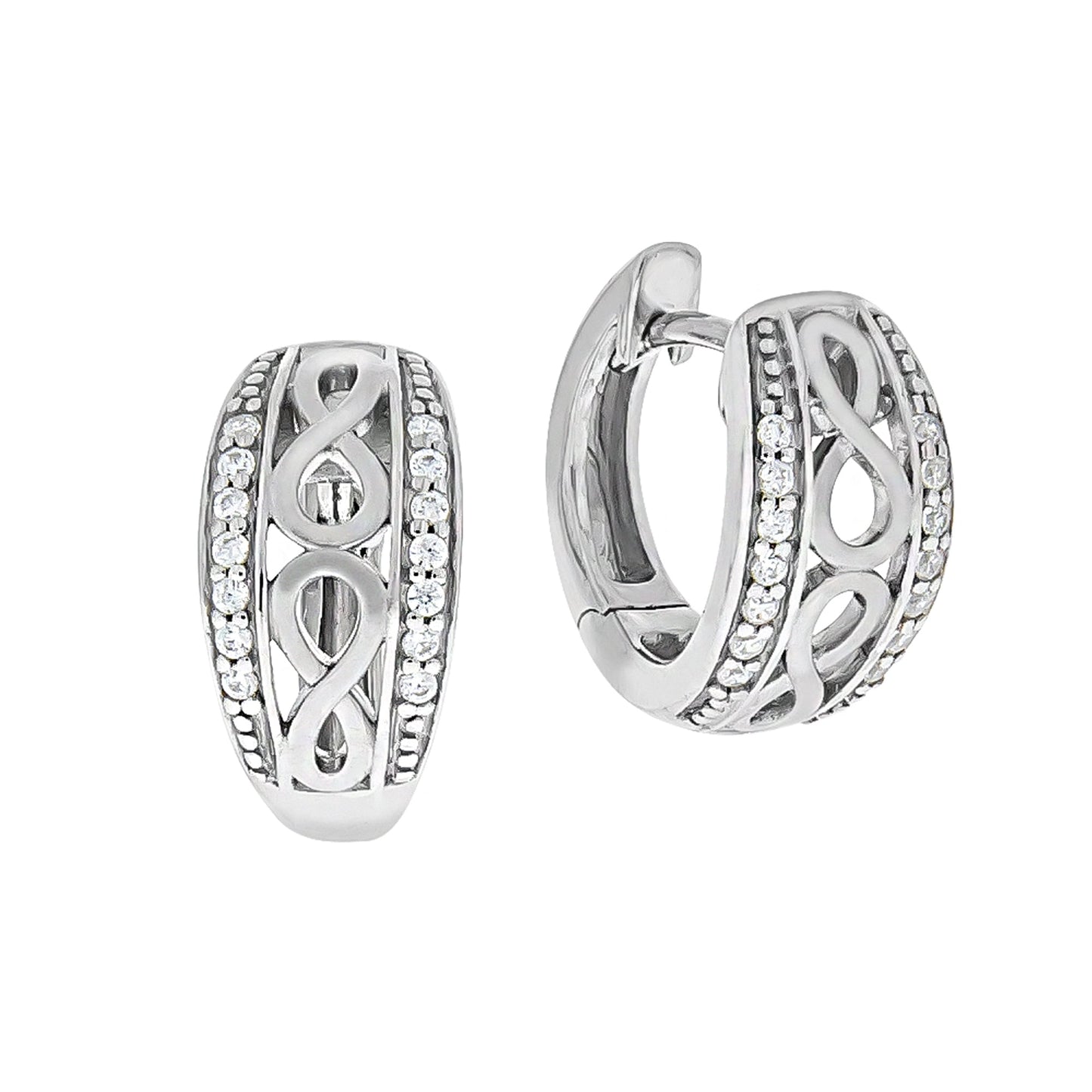 Ohrringe 925/- Sterling Silber rhodiniert 1,4cm Zirkonia