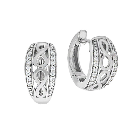Zeeme Silver - Damen-Ohrringe aus Silber 925 rhodiniert Zirkonia weiß mit Unendlichkeit-Motiv