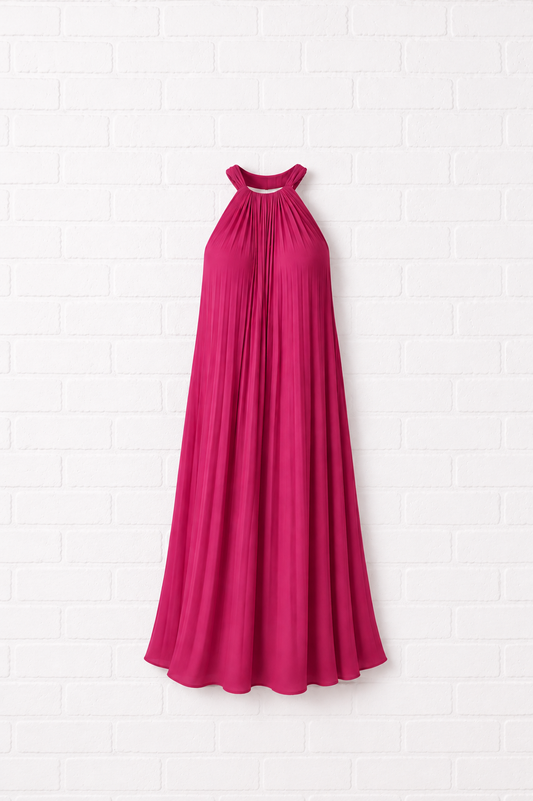 Plissiertes langes Kleid mit Neckholder-Ausschnitt- TWILIGHT WINTER