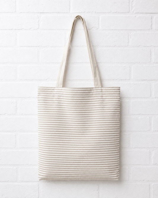 Organic Cotton Bag- Grau gestreift