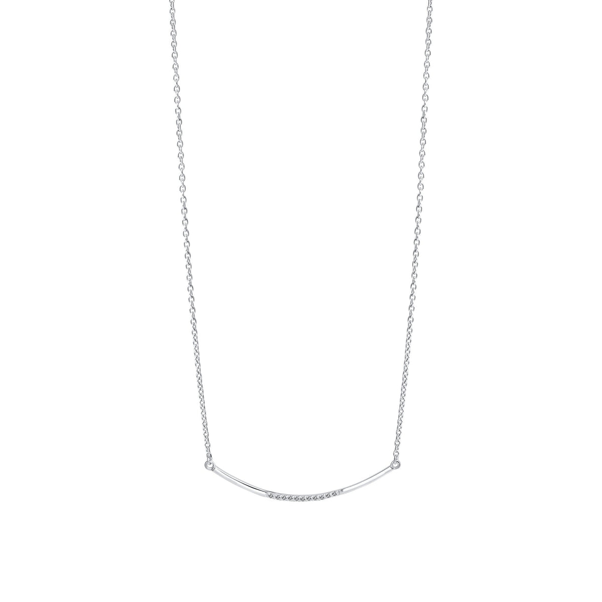 Halskette Ankerkette 925/- Sterling Silber rhodiniert 45,0cm Zirkonia