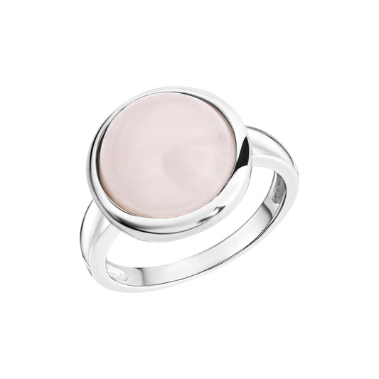 Zeeme Gemstones - Damen-Ring aus 925 Sterling Silber rhodiniert mit echtem Rosenquarz 12mm