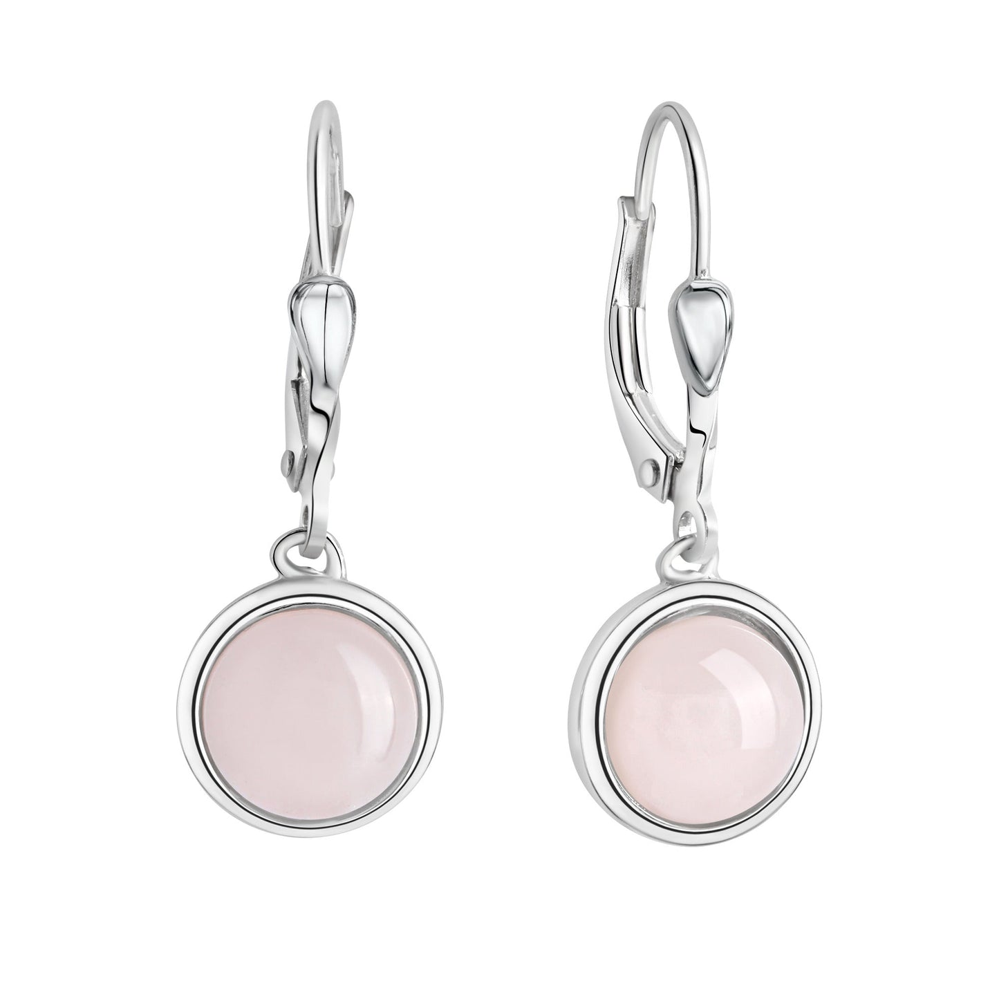 Ohrringe 925/- Sterling Silber rhodiniert 2,7cm Rosenquarz