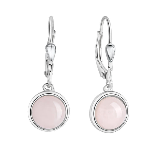 Zeeme Gemstones - Damen-Ohrringe aus 925 Sterling Silber rhodiniert mit echtem Rosenquarz 27mm lang