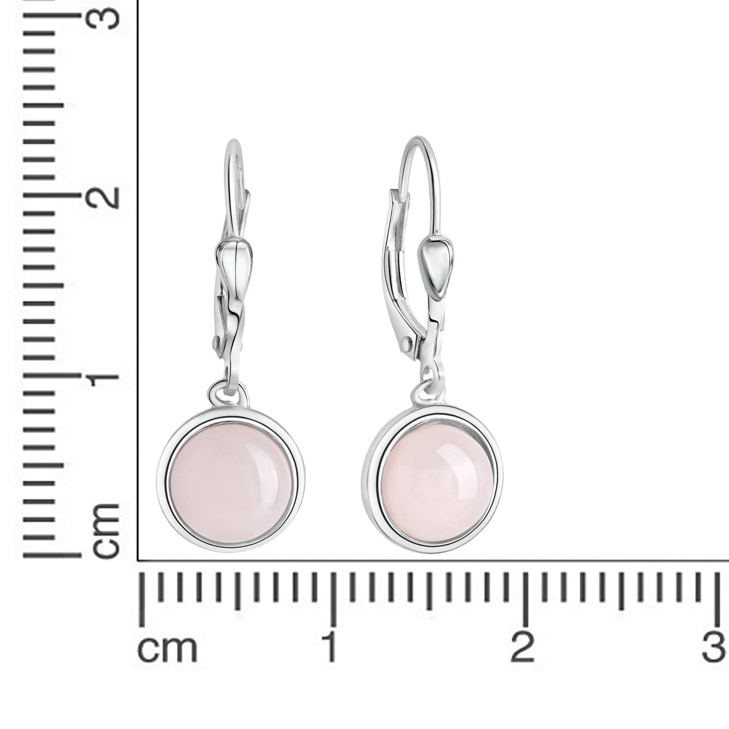 Ohrringe 925/- Sterling Silber rhodiniert 2,7cm Rosenquarz