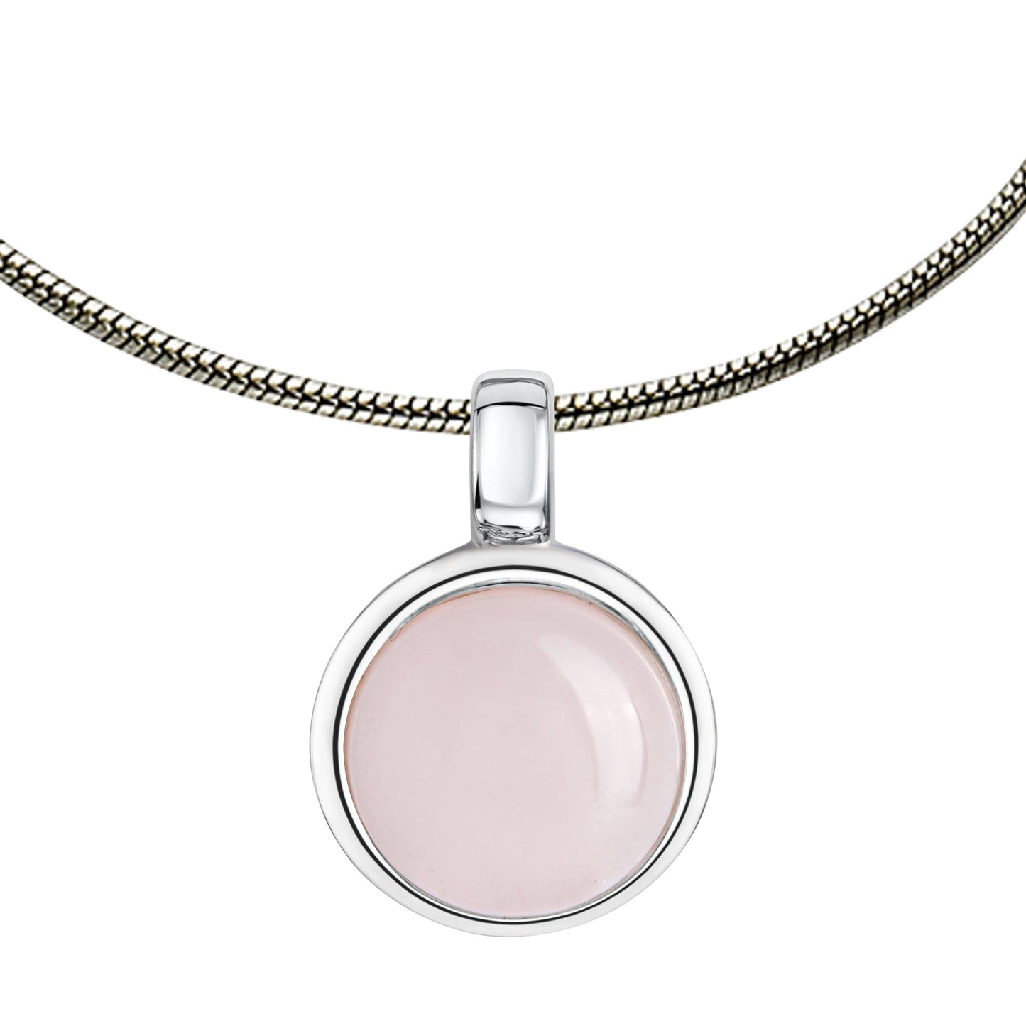 Halskette Schlangenkette 925/- Sterling Silber rhodiniert 47,0cm Rosenquarz