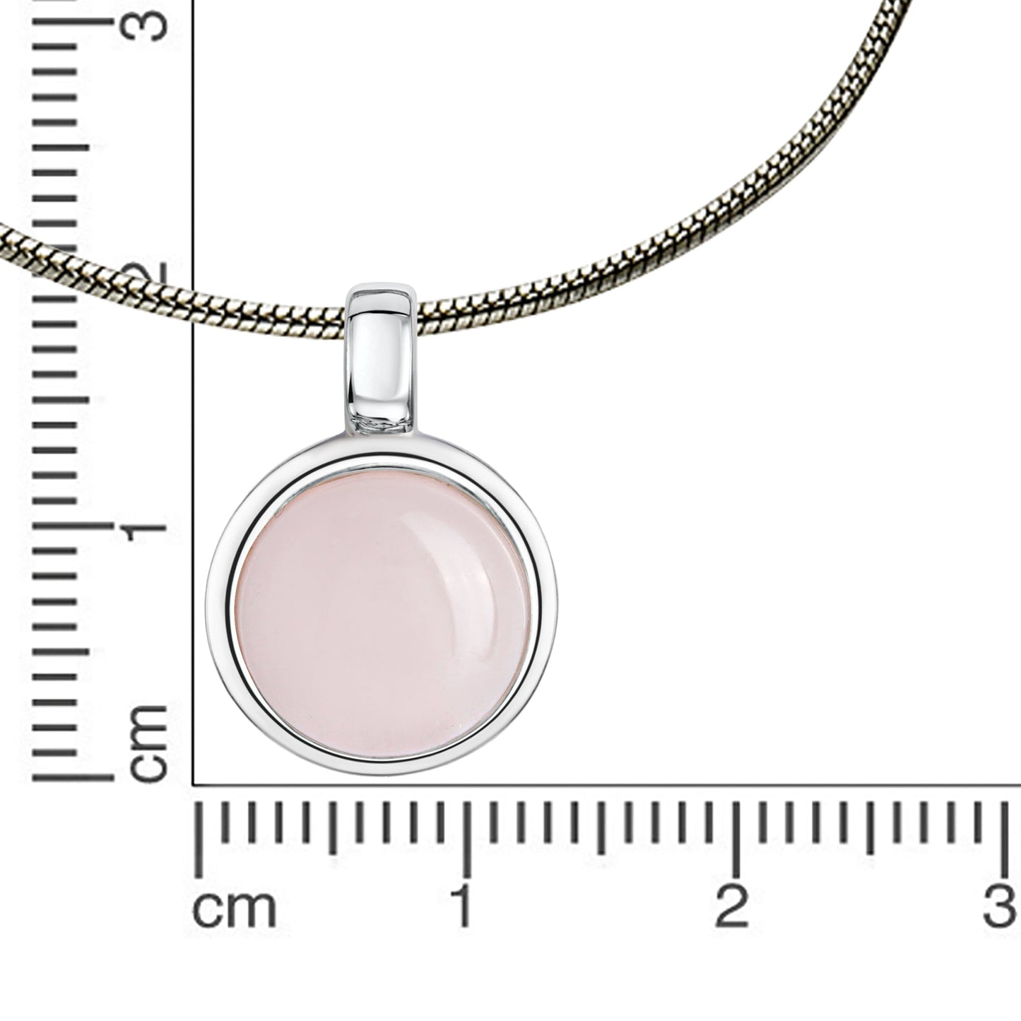 Halskette Schlangenkette 925/- Sterling Silber rhodiniert 47,0cm Rosenquarz