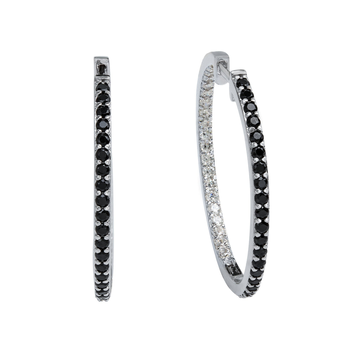 Ohrringe 925/- Sterling Silber rhodiniert 3cm Zirkonia