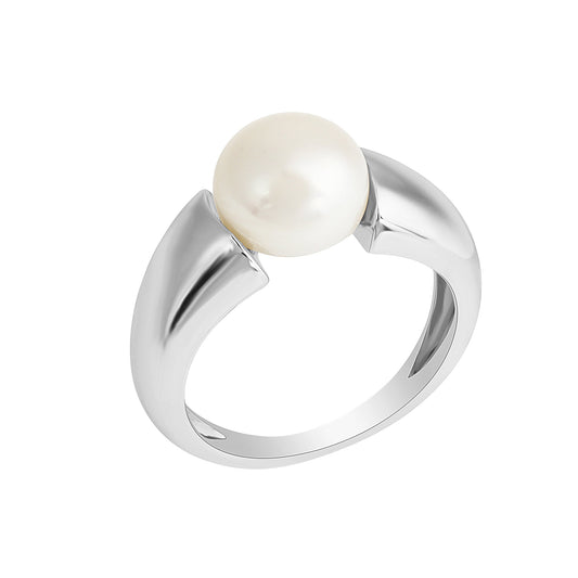 Zeeme Pearls - Damen-Ring aus 925 Sterling Silber rhodiniert mit einer weißen Perle 10-10,5mm