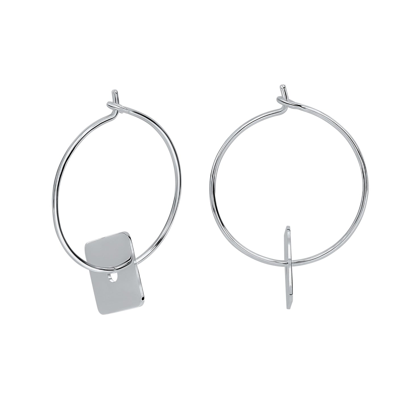 Creolen 925/- Sterling Silber rhodiniert 2,6cm ohne Stein