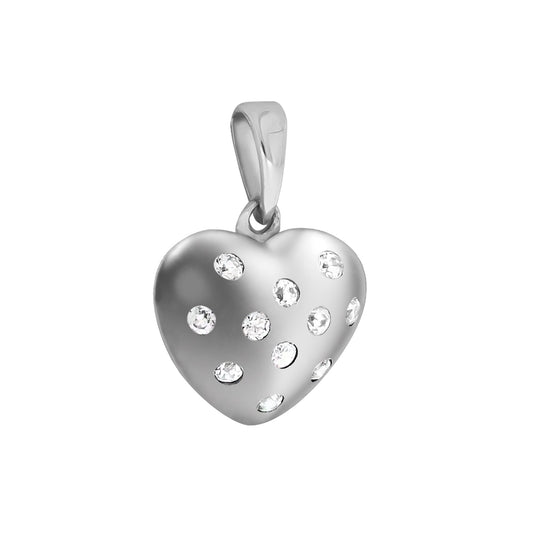 Anhänger in Herzform aus 925 Silber rhodiniert mit 11 weißen Zirkonia-Steinen