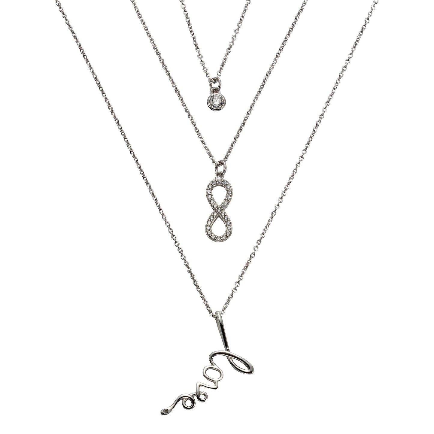 Collier Ankerkette 925/- Sterling Silber rhodiniert 47,0cm Zirkonia
