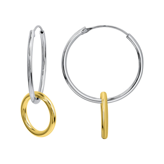 Ohrringe 925 Silber rhodiniert 25mm Einhänger vergoldet 15mm