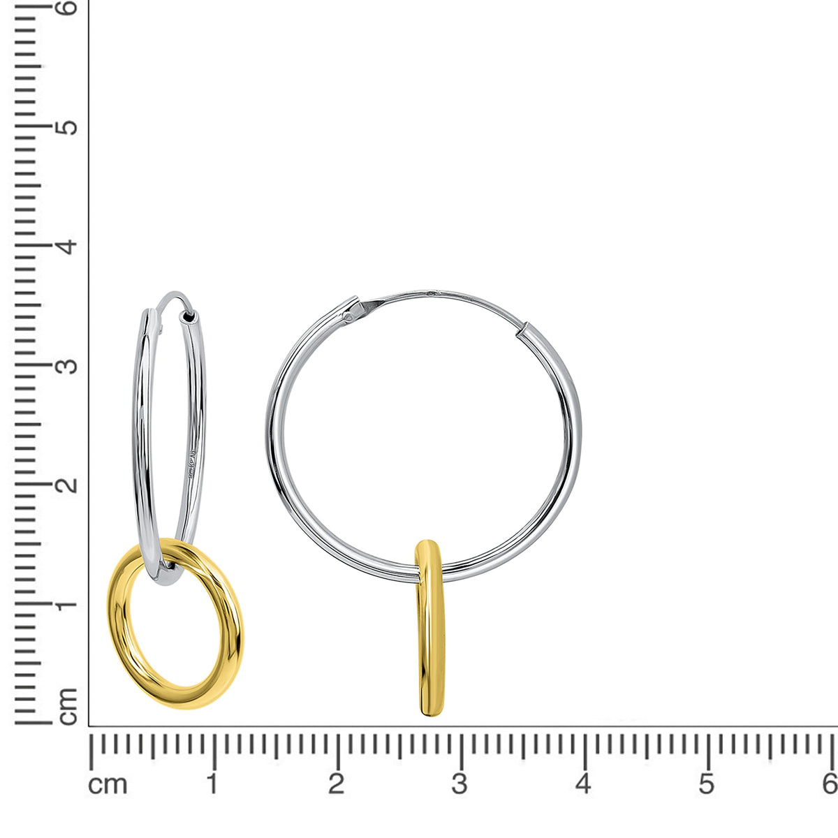 Creolen 925/- Sterling Silber vergoldet (teil) 2,5cm ohne Stein