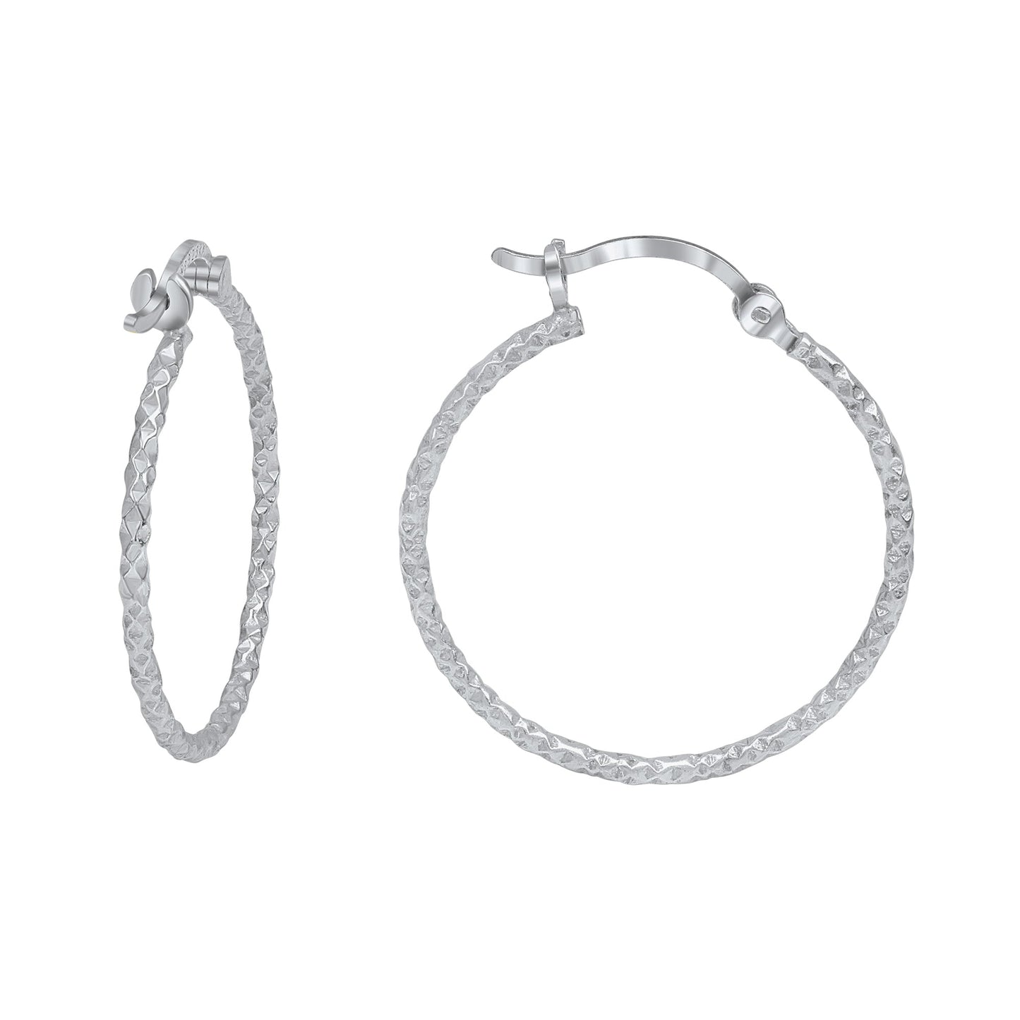 Creolen 925/- Sterling Silber rhodiniert 2,5cm ohne Stein