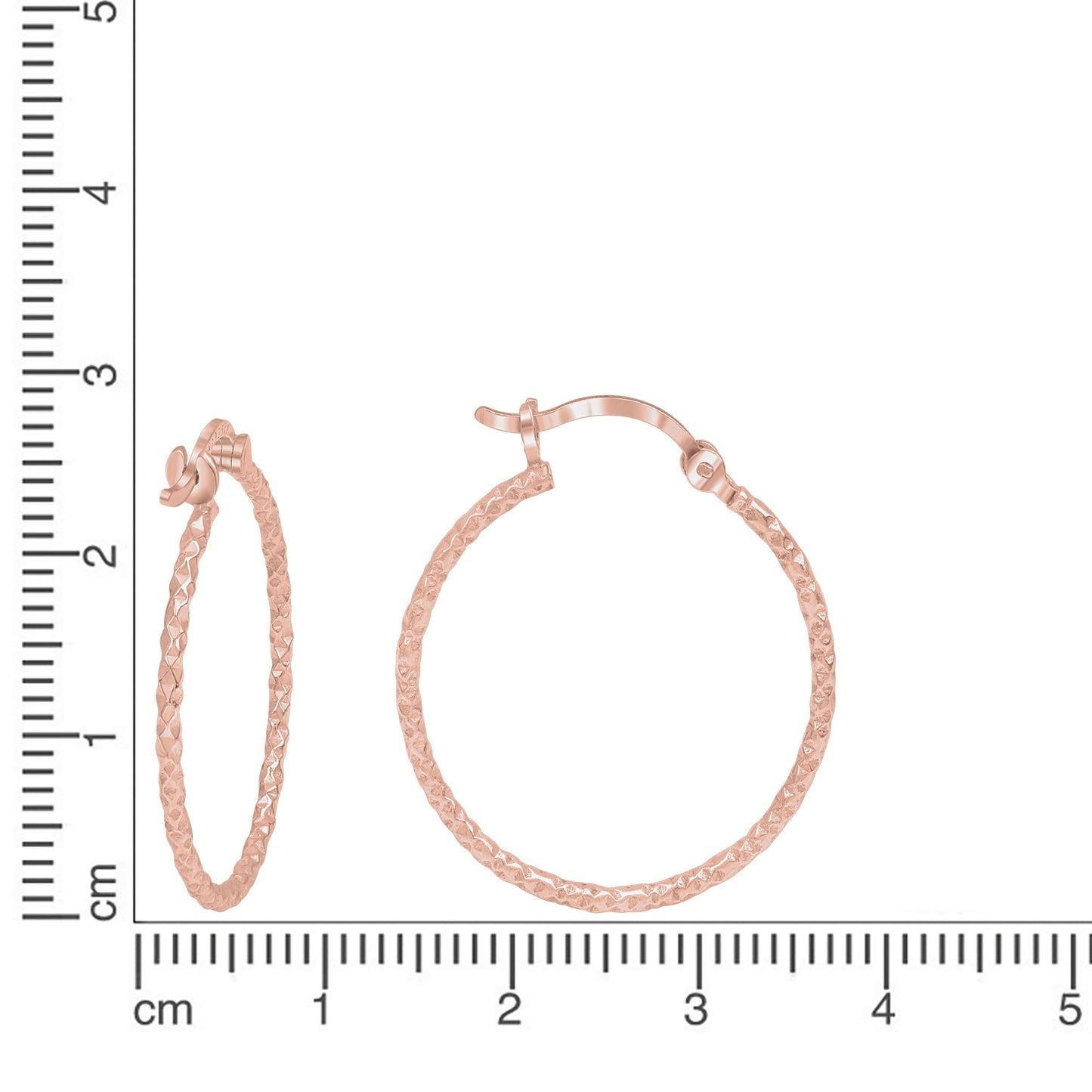 Creolen 925 Silber rotvergoldet und diamantiert 925/- Sterling Silber rotvergoldet 2,5cm ohne Stein