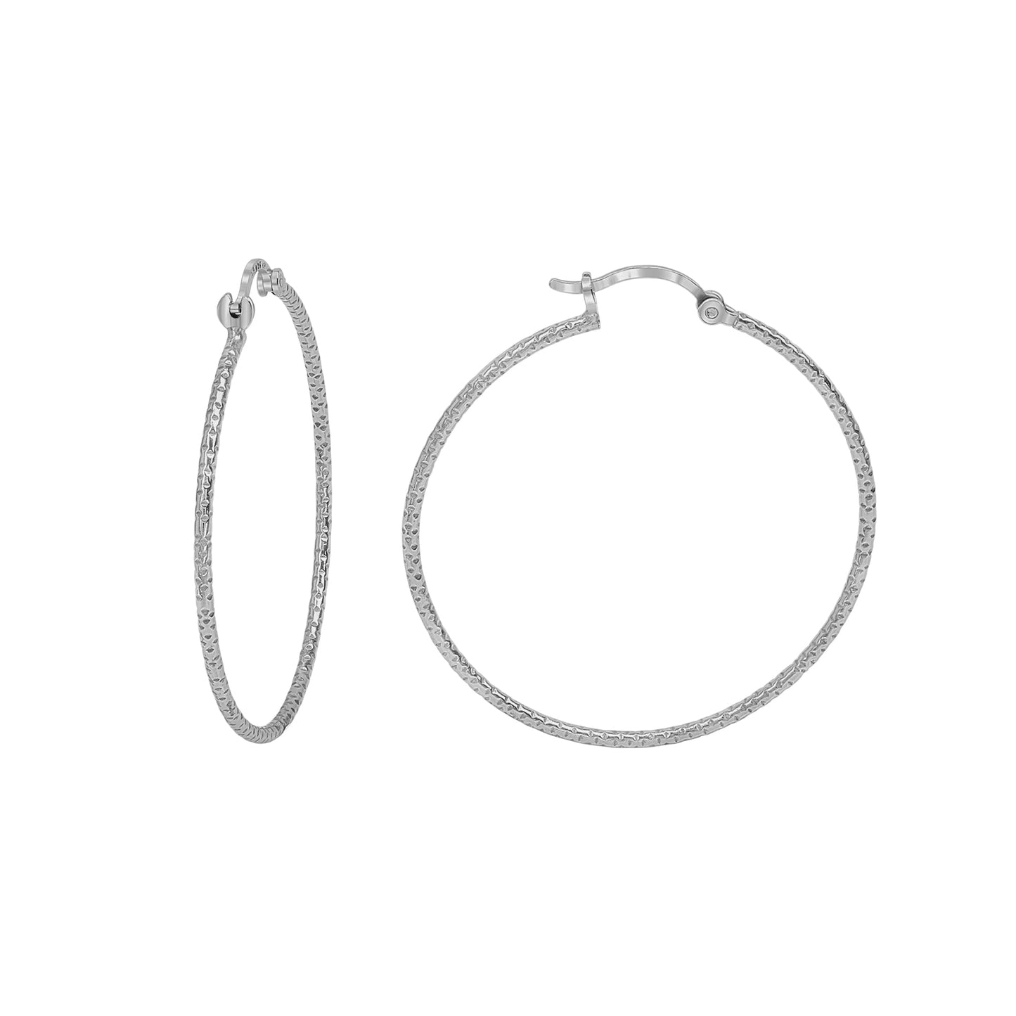 Creolen 925/- Sterling Silber rhodiniert 4,0cm ohne Stein