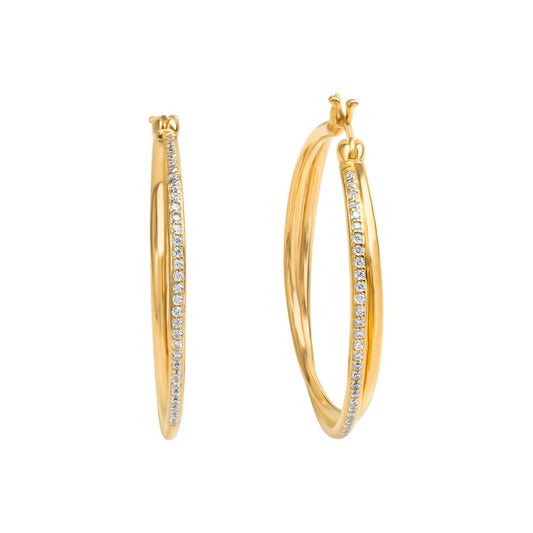 Celesta Silber - Damen-Ohrringe aus 925 Sterling Silber vergoldet mit 64 weißen Zirkonia Steinen