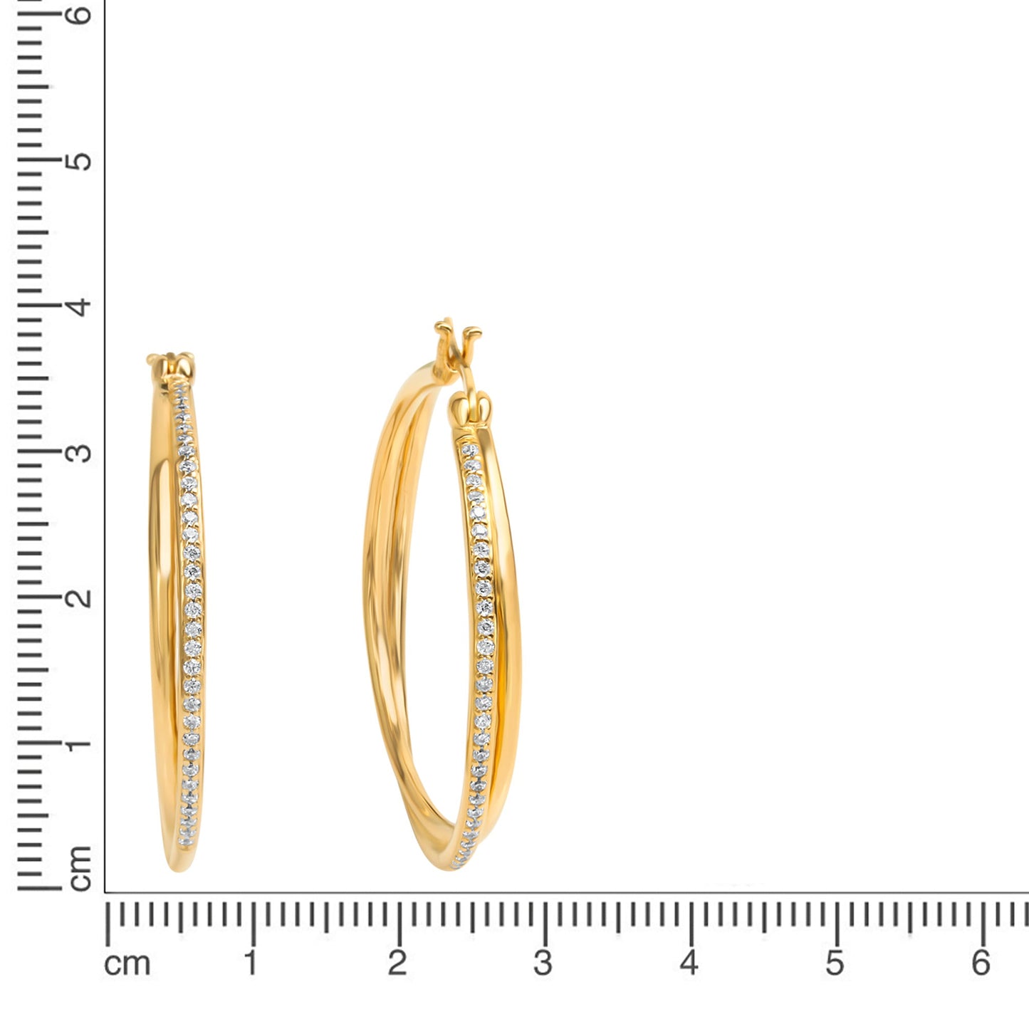 Ohrringe 925/- Sterling Silber vergoldet (teil) 3,9cm Zirkonia