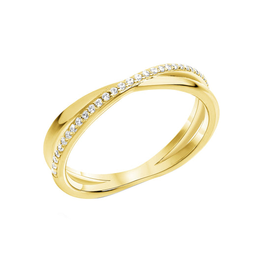 Celesta Siver - Damen-Ring aus 925 Sterling Silber vergoldet mit 27 weißen Zirkonia-Steinen besetzt