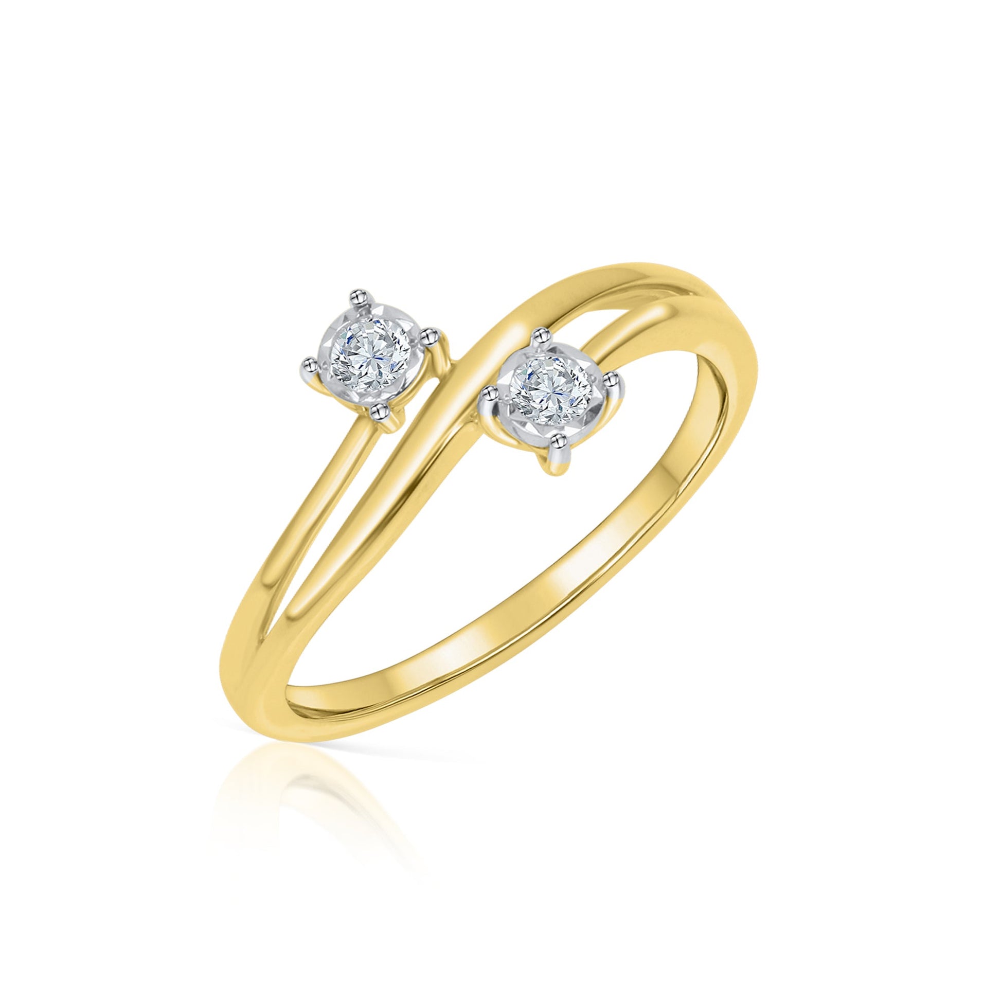 Diamonds by Ellen K. - Ring aus 585 Gold gelb bicolor mit zwei natürlichen Brillianten