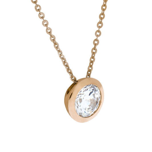 Halskette Damen Silber 925 Collier rotvergoldet Zirkonia weiß 42cm lang