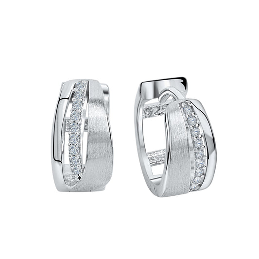 Ohrringe 925 Silber rhodiniert, teilmattiert mit Zirkonia