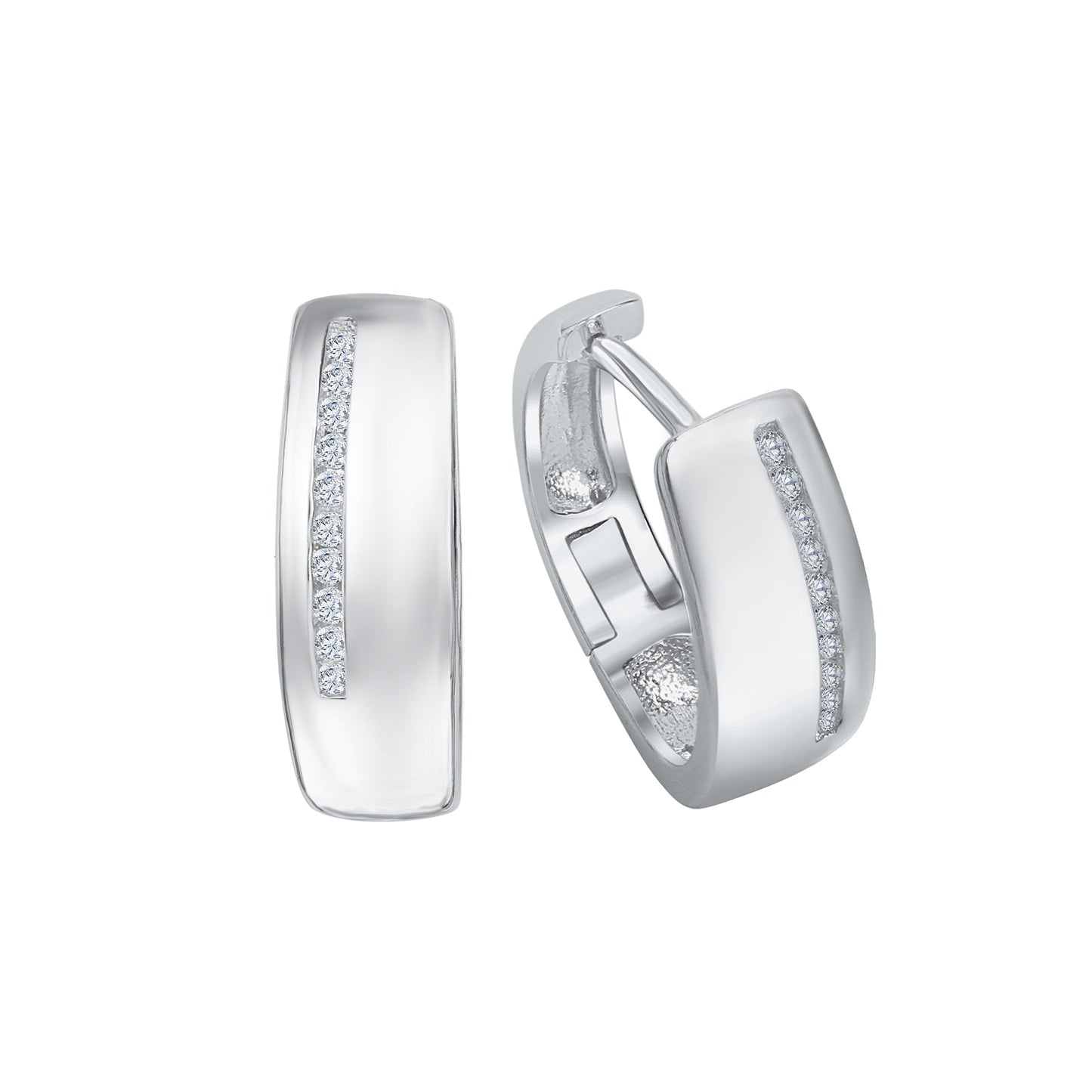 Creolen 925/- Sterling Silber rhodiniert 1,5cm Zirkonia