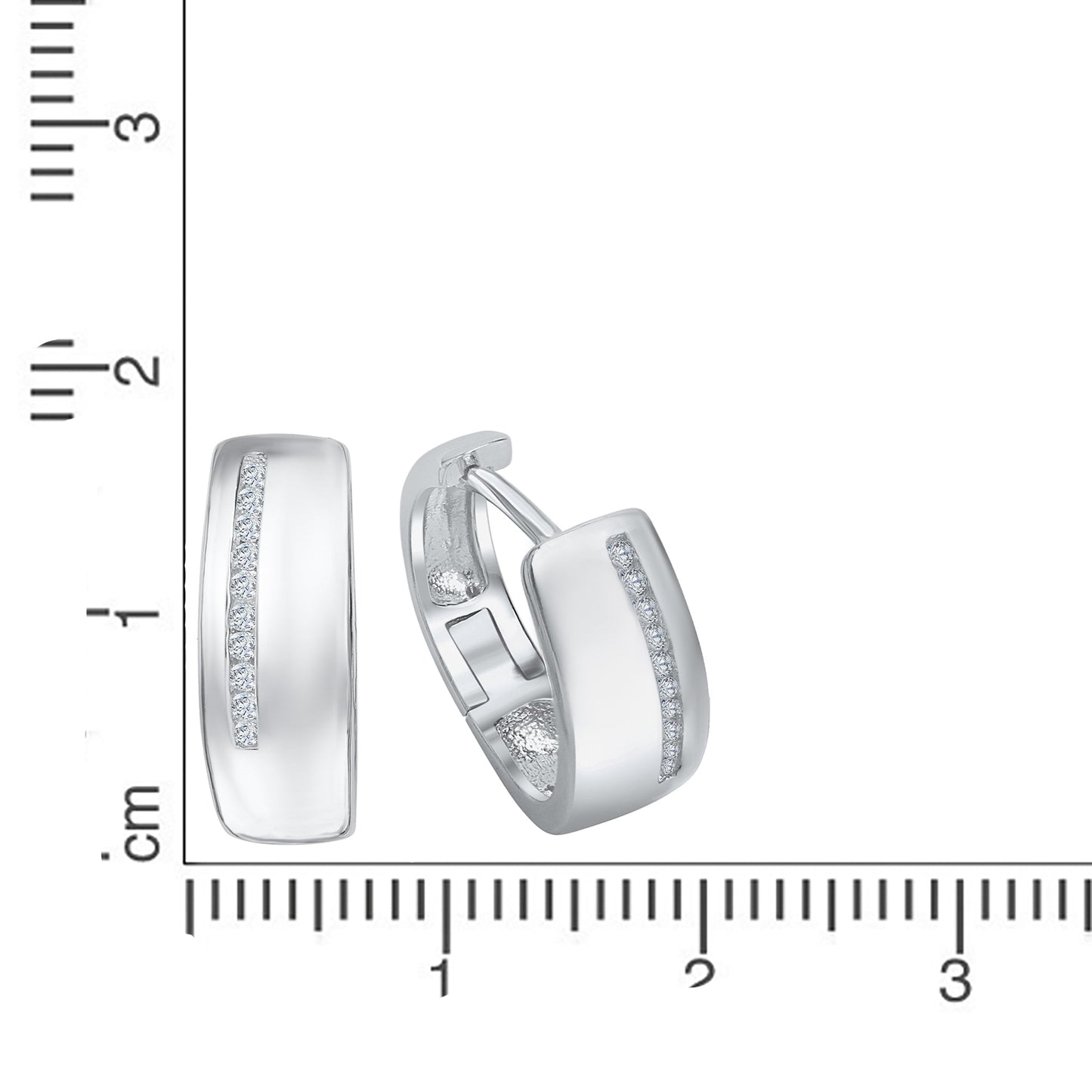 Creolen 925/- Sterling Silber rhodiniert 1,5cm Zirkonia