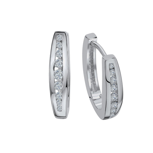 Ohrringe 925 Silber rhodiniert mit 18 Zirkonia