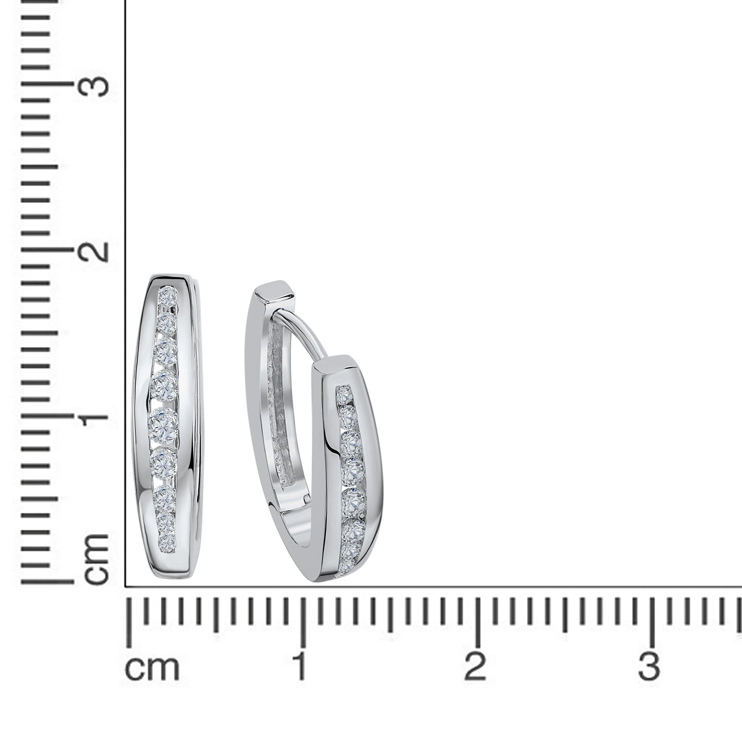 Creolen 925/- Sterling Silber rhodiniert 1,6cm Zirkonia
