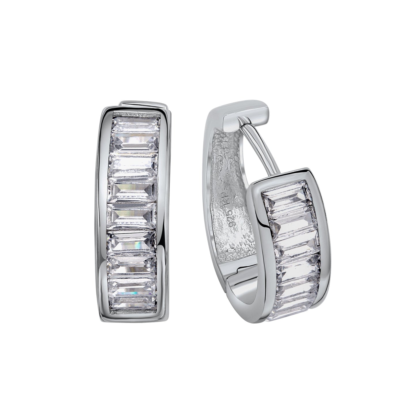 Creolen 925/- Sterling Silber rhodiniert 1,6cm Zirkonia