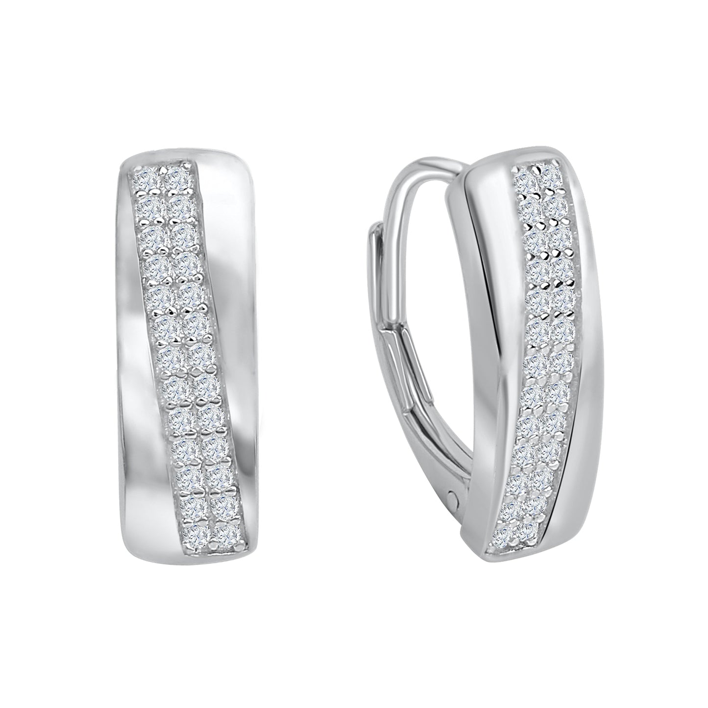 Creolen 925/- Sterling Silber rhodiniert 1,6cm Zirkonia