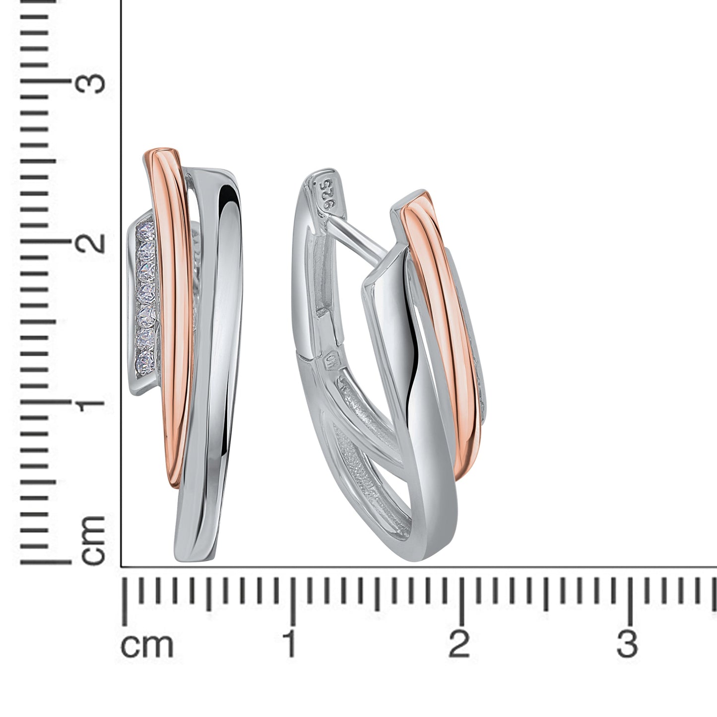 Creolen 925/- Sterling Silber vergoldet (teil) 2,4cm Zirkonia