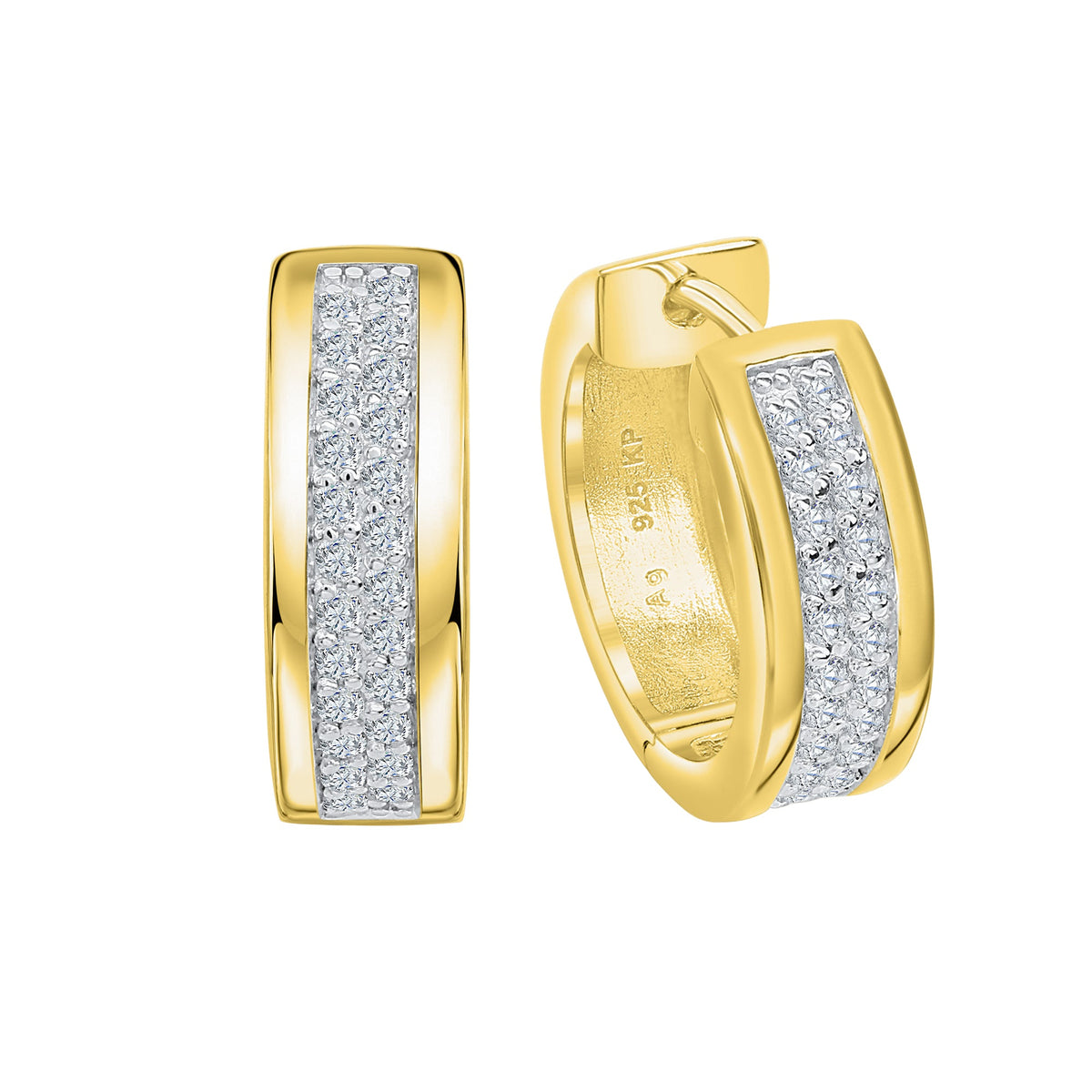 Creolen 925 Silber vergoldet Zirkonia 925/- Sterling Silber vergoldet 1,8cm Zirkonia