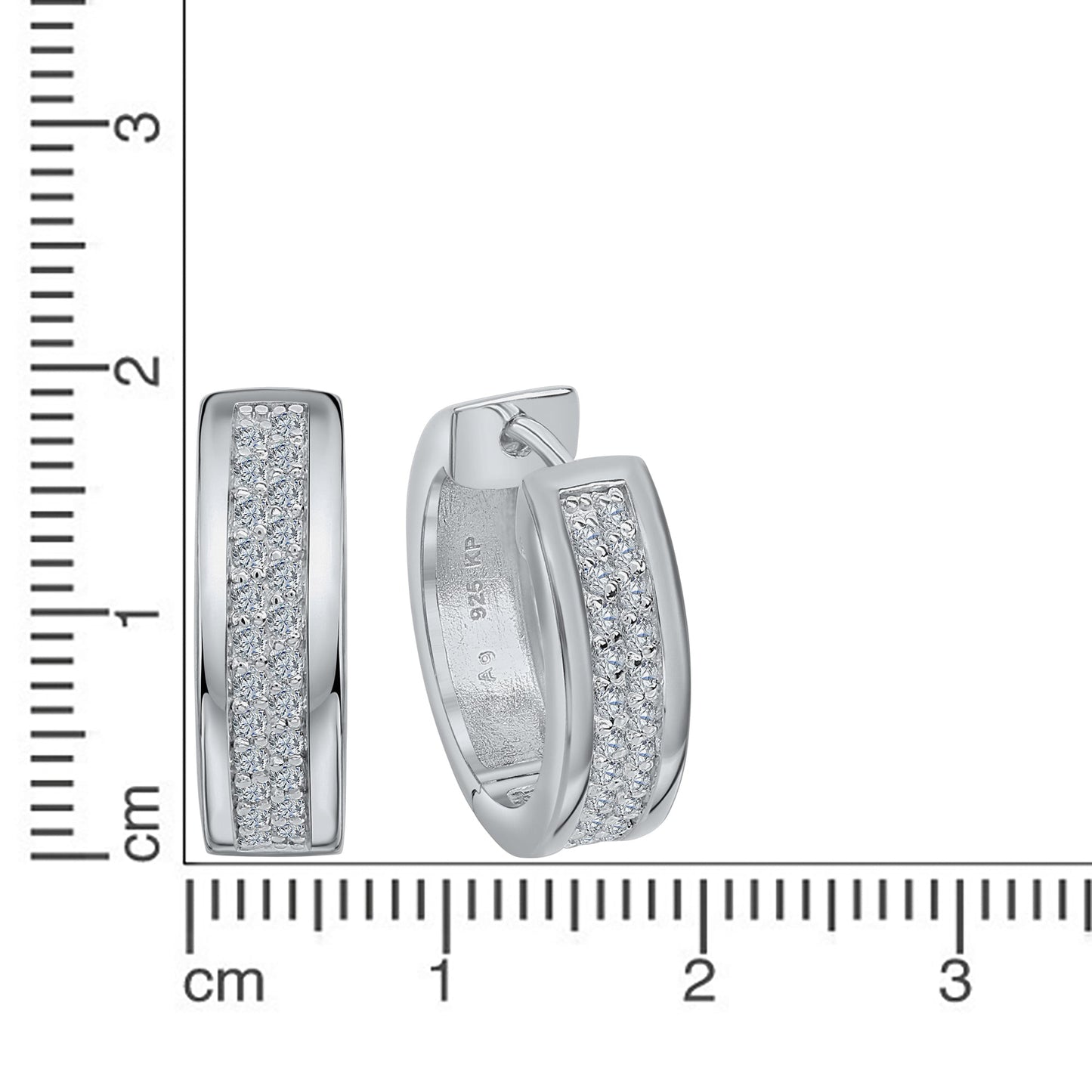 Creolen 925 Silber rhodiniert Zirkonia 925/- Sterling Silber rhodiniert 1,8cm Zirkonia