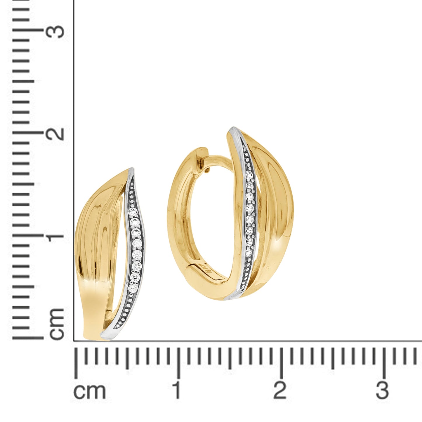 Creolen 925/- Sterling Silber vergoldet 1,7cm Zirkonia