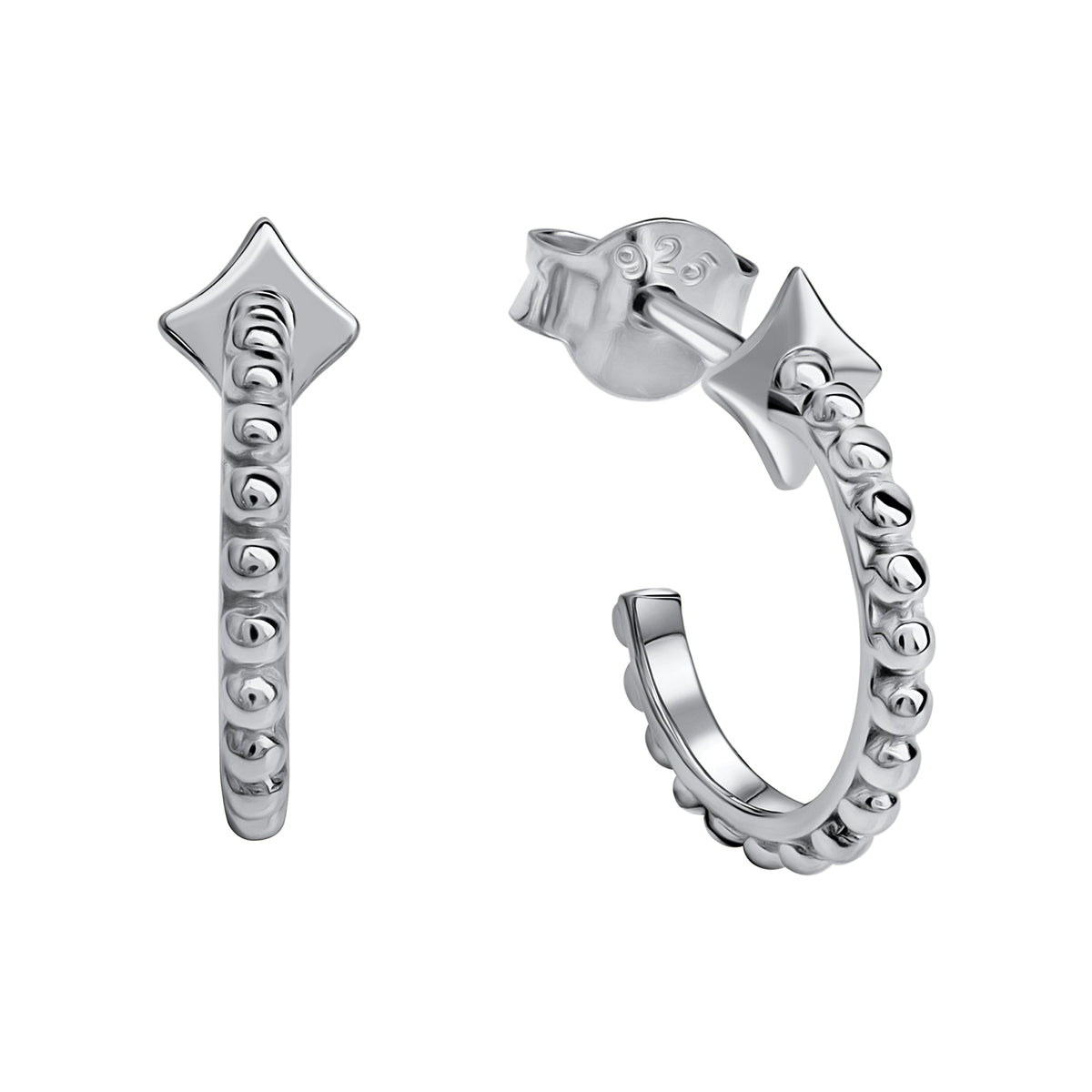 Creolen 925/- Sterling Silber rhodiniert 1,2cm ohne Stein