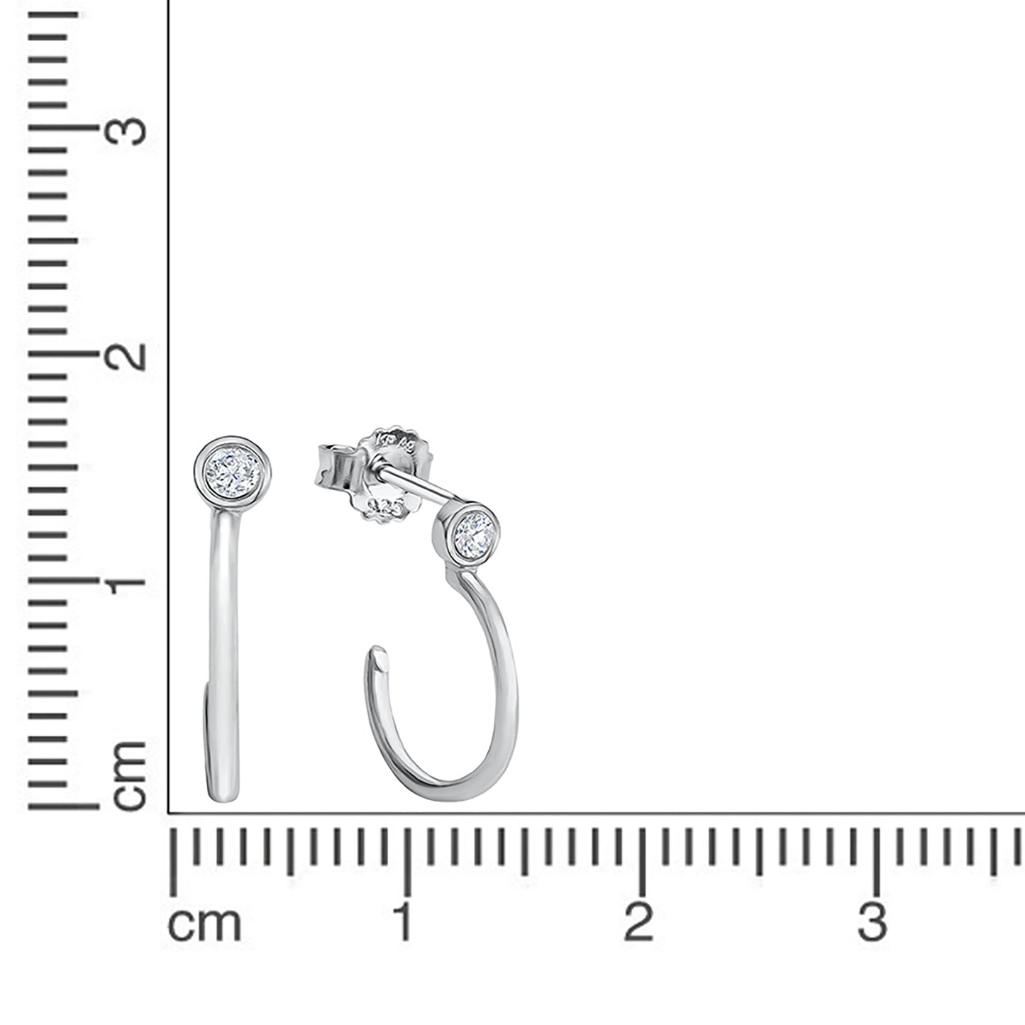 Creolen 925/- Sterling Silber rhodiniert 1,3cm Zirkonia
