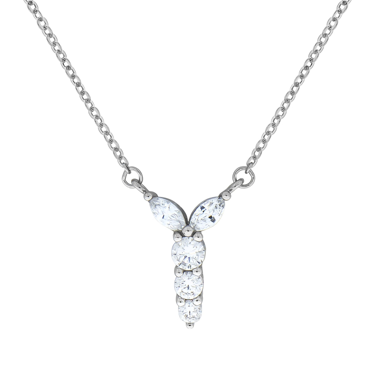 Collier Ankerkette 925/- Sterling Silber rhodiniert 45,0cm Zirkonia