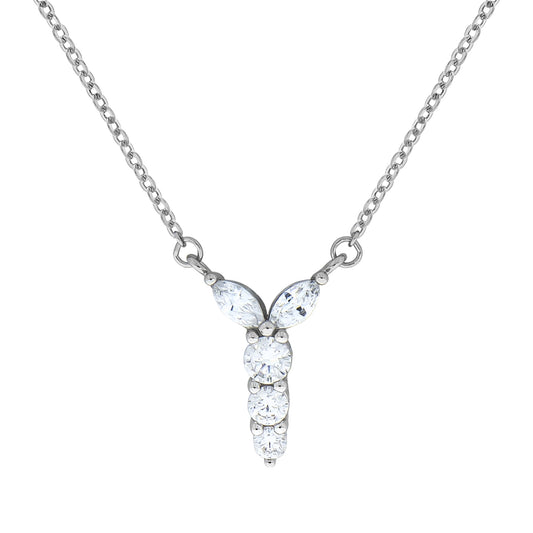 Halskette Damen Silber 925 Collier rhodiniert Zirkonia weiß