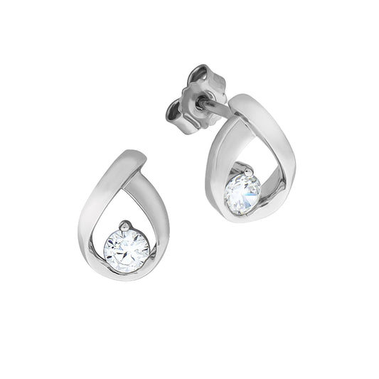 Ohrringe Silber 925 rhodiniert Ohrstecker Zirkonia weiß