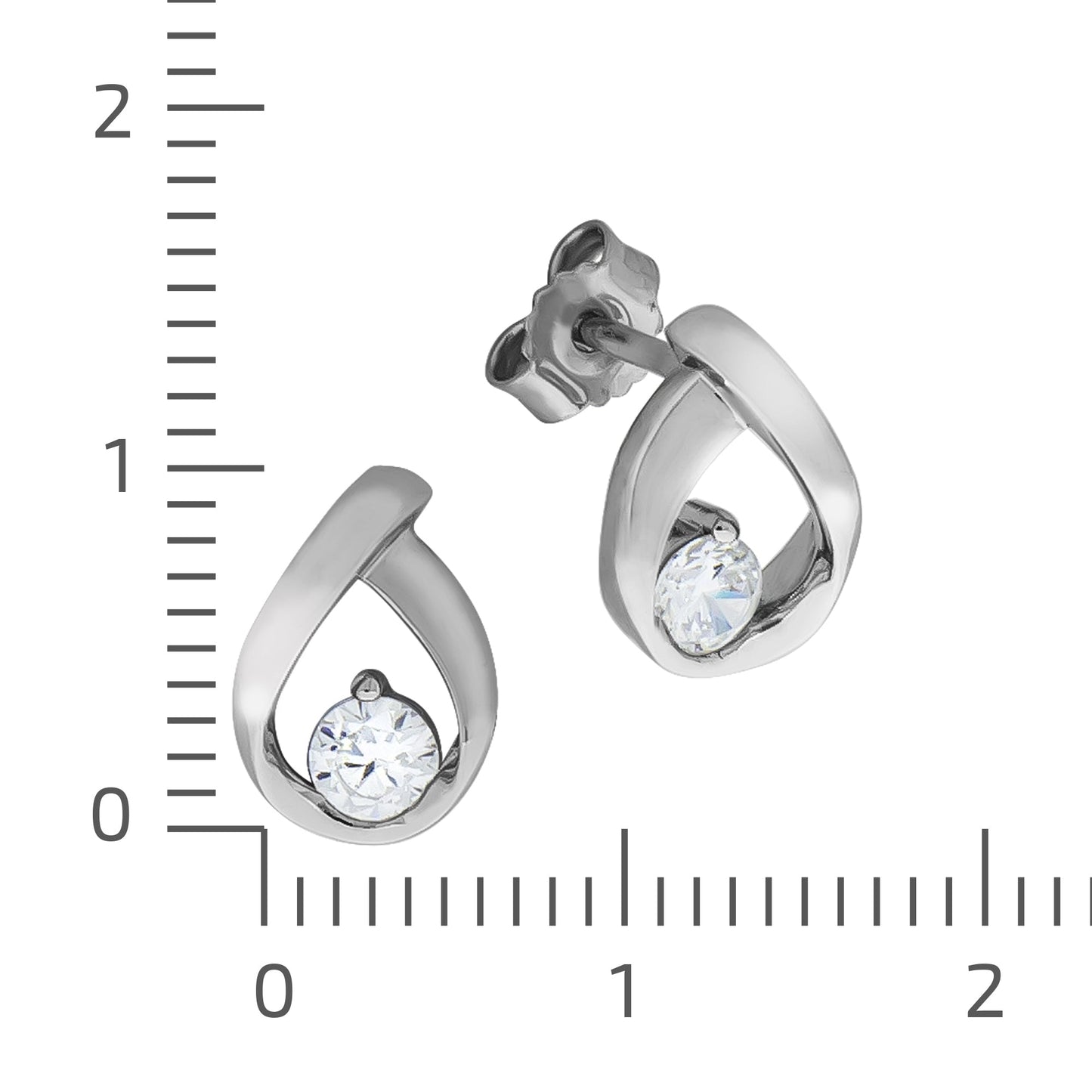 Ohrstecker 925/- Sterling Silber rhodiniert 0,9cm Zirkonia